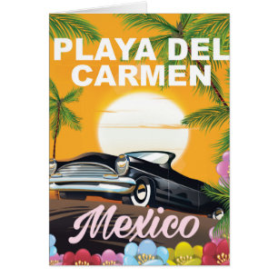 cartel de viaje en coche mexicano de Playa del Car