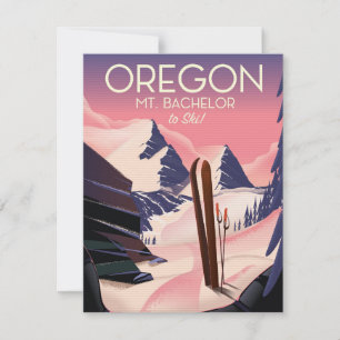 Cartel de viaje en esquí de Mt. Bachelor Oregon