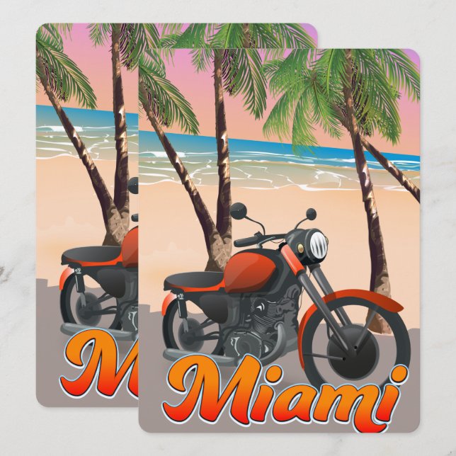 Cartel de viaje en moto de Miami (Anverso / Reverso)