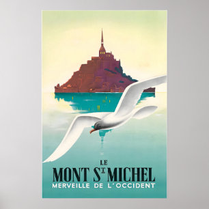 Cartel de viaje francés de arte de Mont Saint-Mich