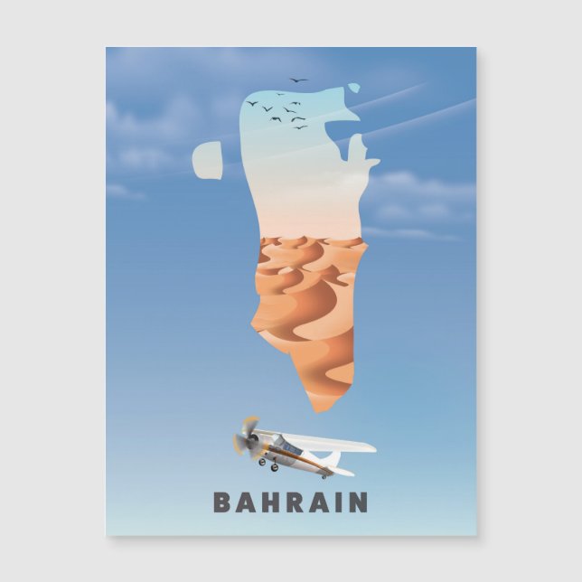 Cartel de viaje ilustrado de Baréin. (Anverso)