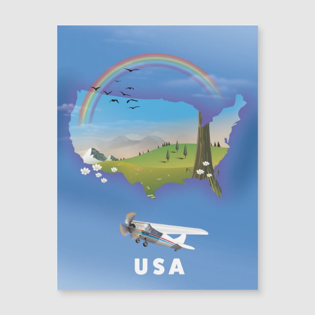 Cartel de viaje ilustrado de EE. UU. (Anverso)