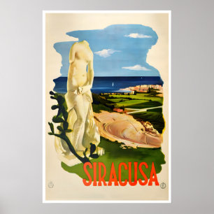 Cartel de viaje italiano de arte de Siracusa Itali