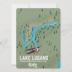 Cartel de viaje Lago Lugano Italia - Suiza
