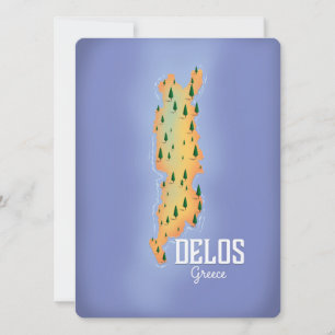 Cartel de viaje Mapa de Delos Grecia