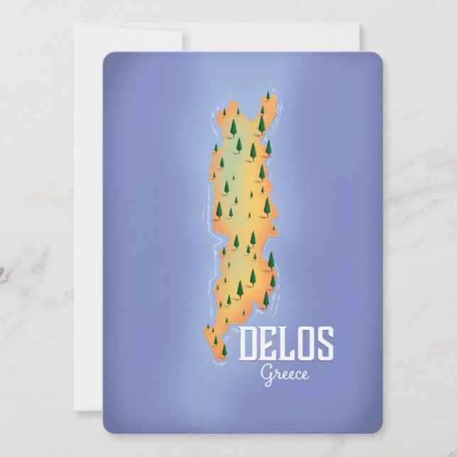 Cartel de viaje Mapa de Delos Grecia (Anverso)