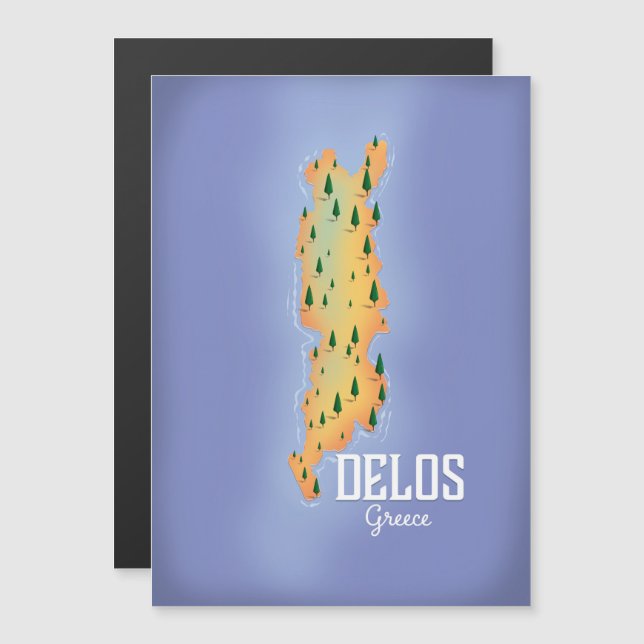 Cartel de viaje Mapa de Delos Grecia (Anverso/Reverso)