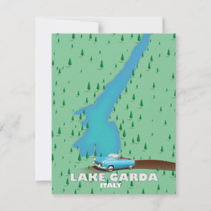 cartel de viaje mapa Lago de Garda Italia