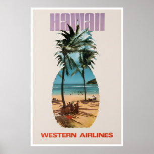 Cartel de viaje occidental de arte hawaiano de Haw