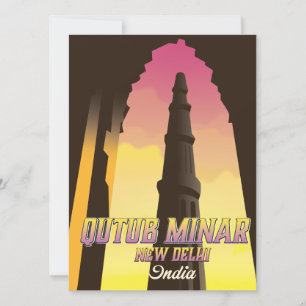 Cartel de viaje Qutub Minar Nueva Delhi India