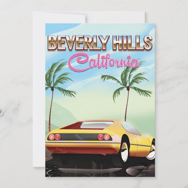 Cartel de viaje retro de Beverly Hills California (Anverso)