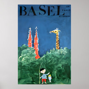Cartel de viaje suizo de arte de Basilea Impresión
