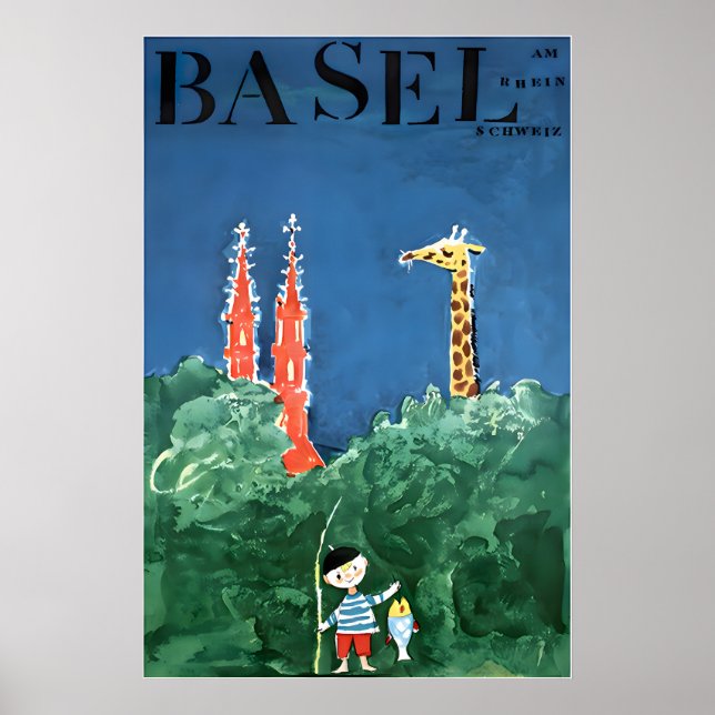 Cartel de viaje suizo de arte de Basilea Impresión (Frente)