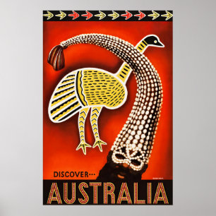 Cartel de viaje vintage de Australia Arte aborigen