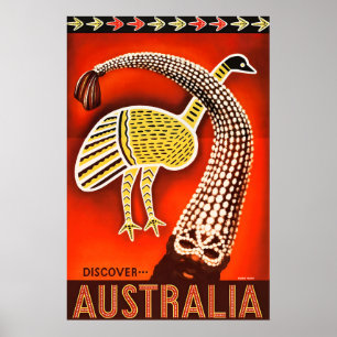 Cartel de viaje vintage de Australia Arte aborigen