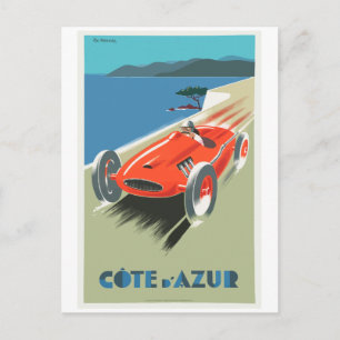 Cartel de viaje vintage de Côte d'Azur Tarjeta pos