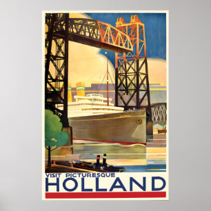 Cartel de viaje vintage de Holanda Arte de pared d