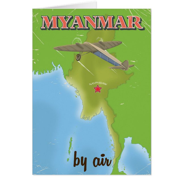 Cartel de viaje vintage de Myanmar (Frente)
