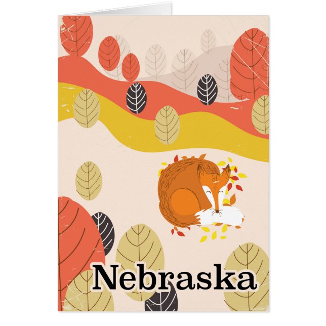 Cartel de viaje vintage de Nebraska Sleeping Fox (Frente)
