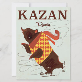 Cartel de viaje vintage de oso de Kazán Rusia