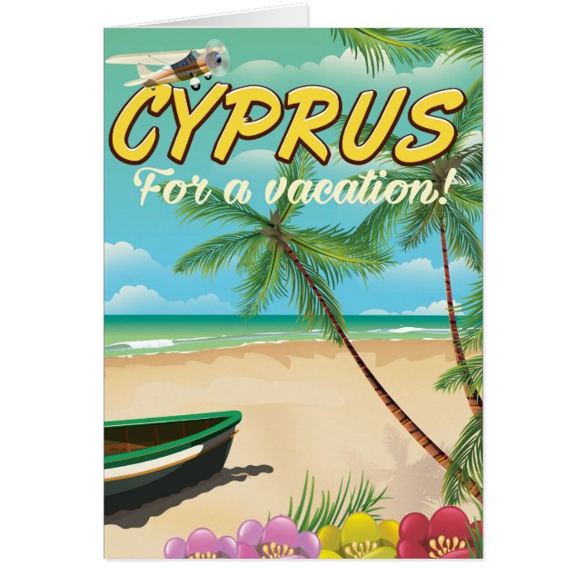 Cartel de viaje vintage de playa de Chipre (Frente)