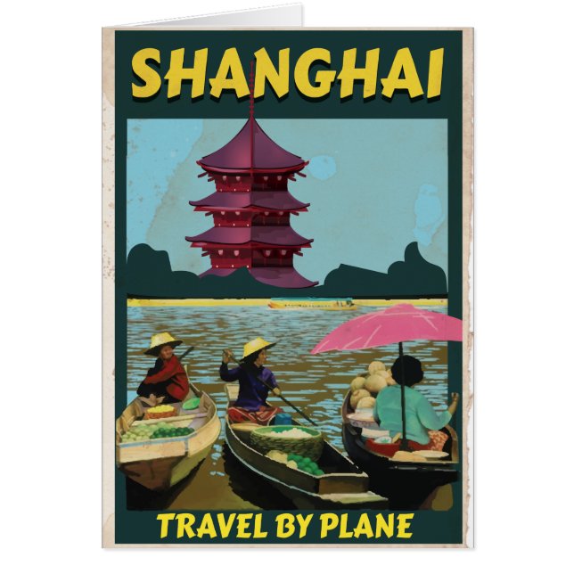 Cartel de viaje vintage de Shanghái (Frente)
