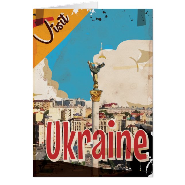 Cartel de viaje vintage de Ucrania (Frente)