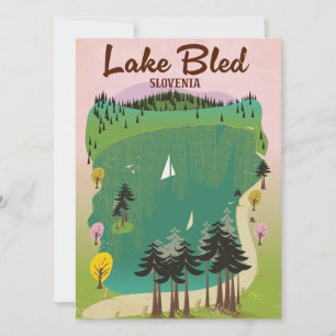 Cartel de viaje vintage del lago Bled Eslovenia