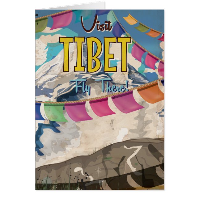 Cartel de viaje vintage del Tíbet (Frente)