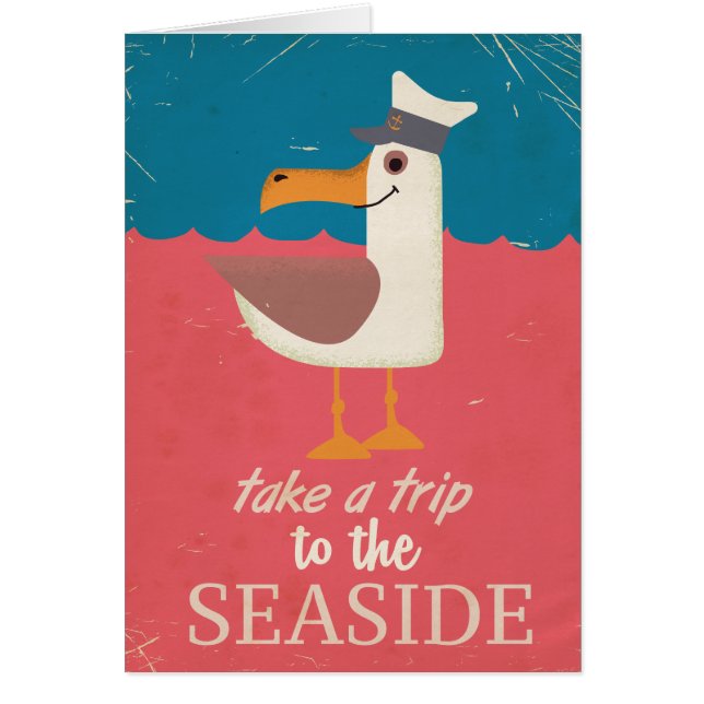 Cartel de viaje vintage junto al mar (Frente)