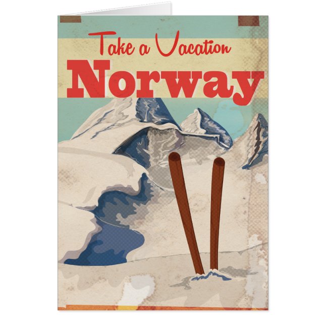 Cartel de viaje vintage Noruega (Frente)