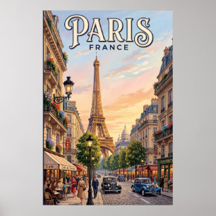 Cartel de viaje vintage París Arte de pared