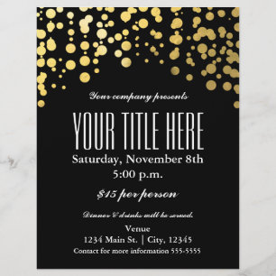 Cartel de Volante de Evento Glam Elegante Puntos d