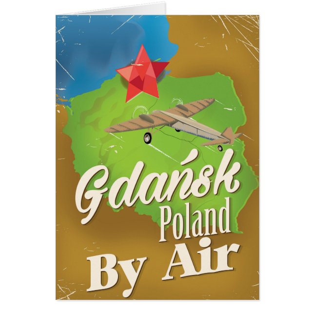 Cartel de vuelo vintage de Gdańsk Polonia (Frente)