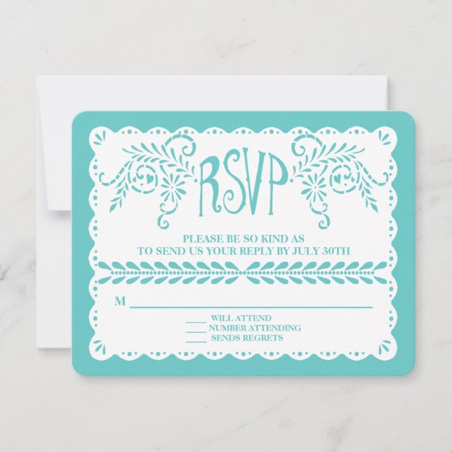 Cartel del Boda del Papel Picado RSVP Aqua Lime Fi (Anverso)