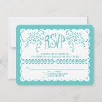 Cartel del Boda del Papel Picado RSVP Blue Aqua Fi