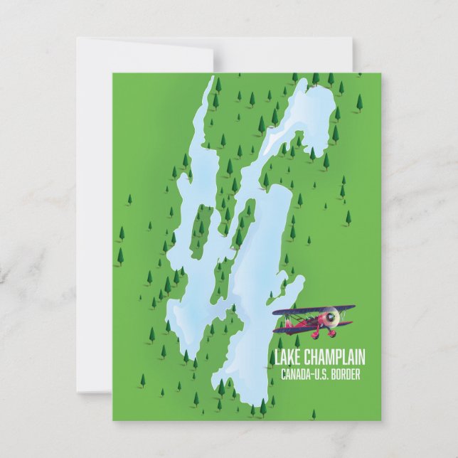 Cartel del mapa del lago Champlain EE. UU. Canadá (Anverso)