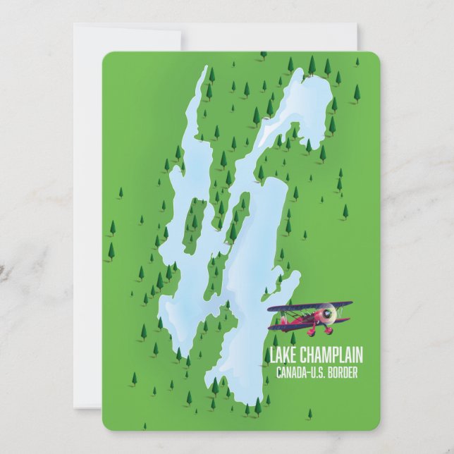 Cartel del mapa del lago Champlain EE. UU. Canadá (Anverso)