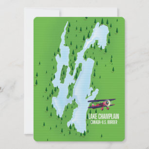Cartel del mapa del lago Champlain EE. UU. Canadá
