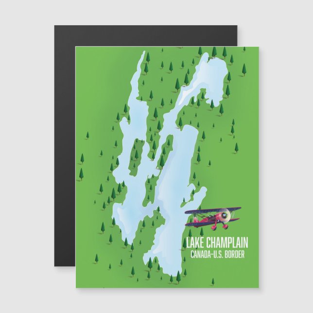 Cartel del mapa del lago Champlain EE. UU. Canadá (Anverso/Reverso)