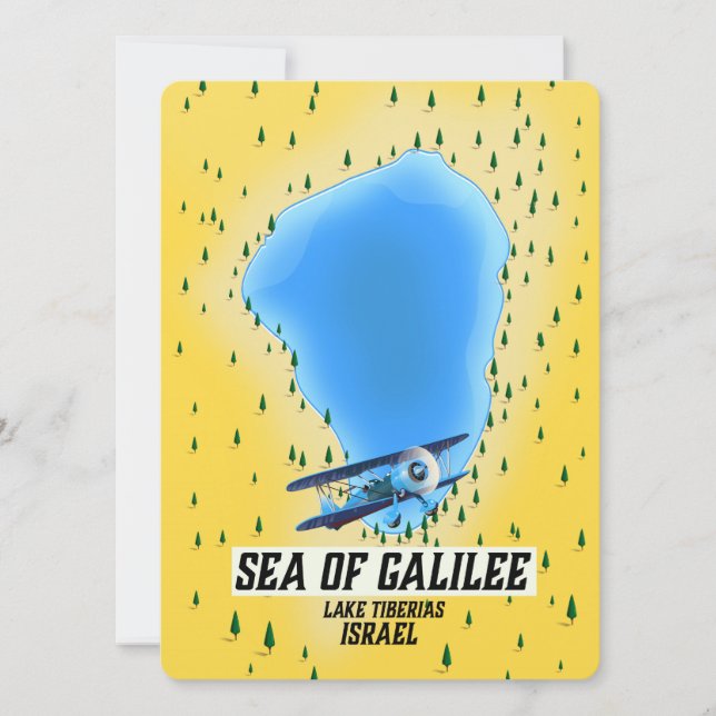 Cartel del mapa del Mar de Galilea Israel (Anverso)