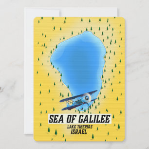 Cartel del mapa del Mar de Galilea Israel