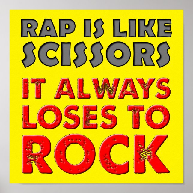 Cartel divertido de señal de Rap Versus Rock Paper (Frente)