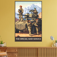 Cartel divertido de soldados en lienzo