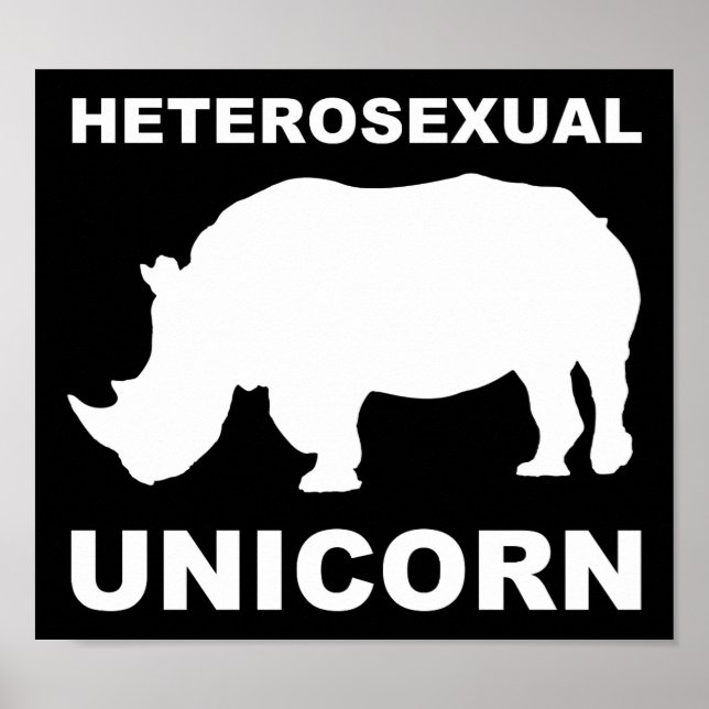 Cartel Divertido Señal Rinoceronte Unicornio Heter (Frente)