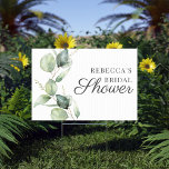 Cartel Eucalyptus Script Greenery Bridal Shower<br><div class="desc">Bienvenido a sus huéspedes con este impresionante signo de ducha de novia con eucalipto verde.</div>