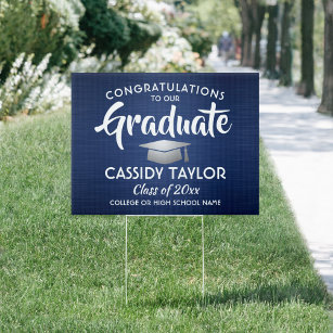 Cartel Felicidades por graduación de plata blanca azul de