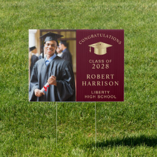 Cartel Felicidades por graduación Foto Borgoña Yard