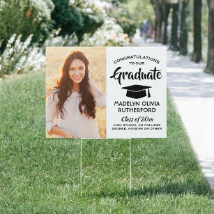 Cartel Felicitaciones 2 foto de yard de graduación en bla