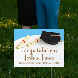 Cartel Felicitaciones Graduate Cap y Diploma de Desplazam